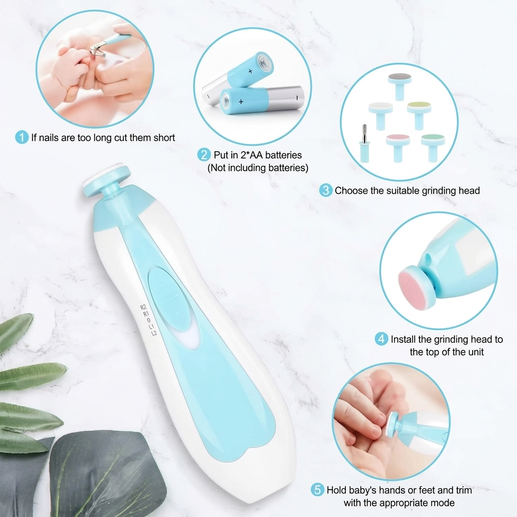 Safe & Gentle Electric Baby Nail Trimmer Set – 100% Worry-Free Nail Care