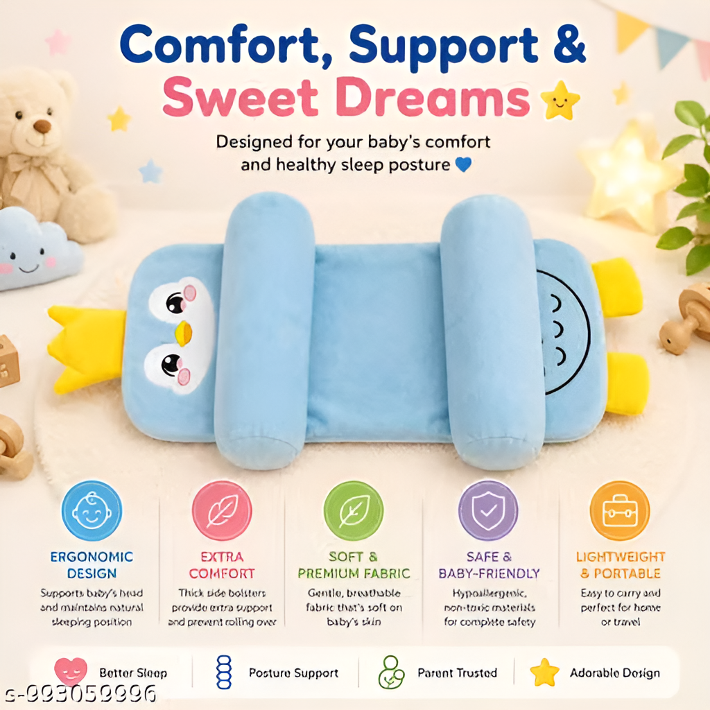 Ergonomic Anti-Flat Head Shaping Baby Pillow – Neck &amp; Head Support