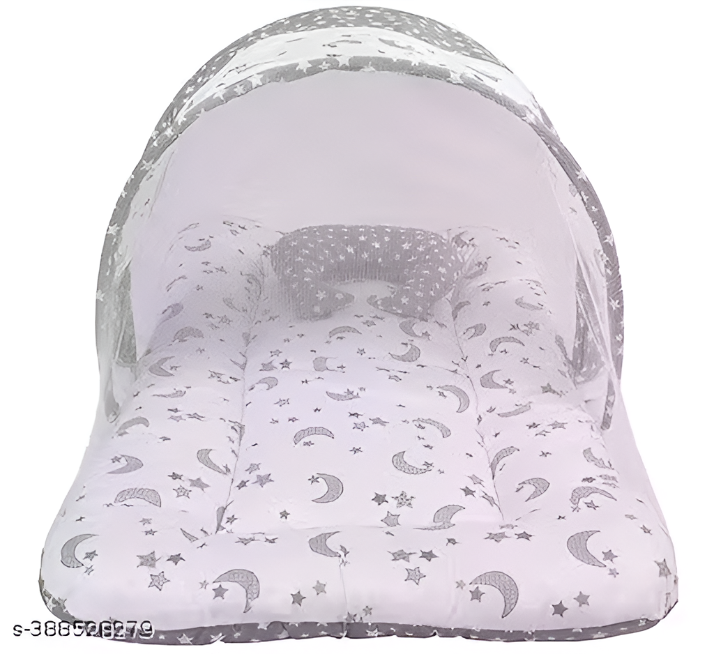 Complete Baby Bedding Set with Zip-Up Mosquito Net &amp; Head Pillow