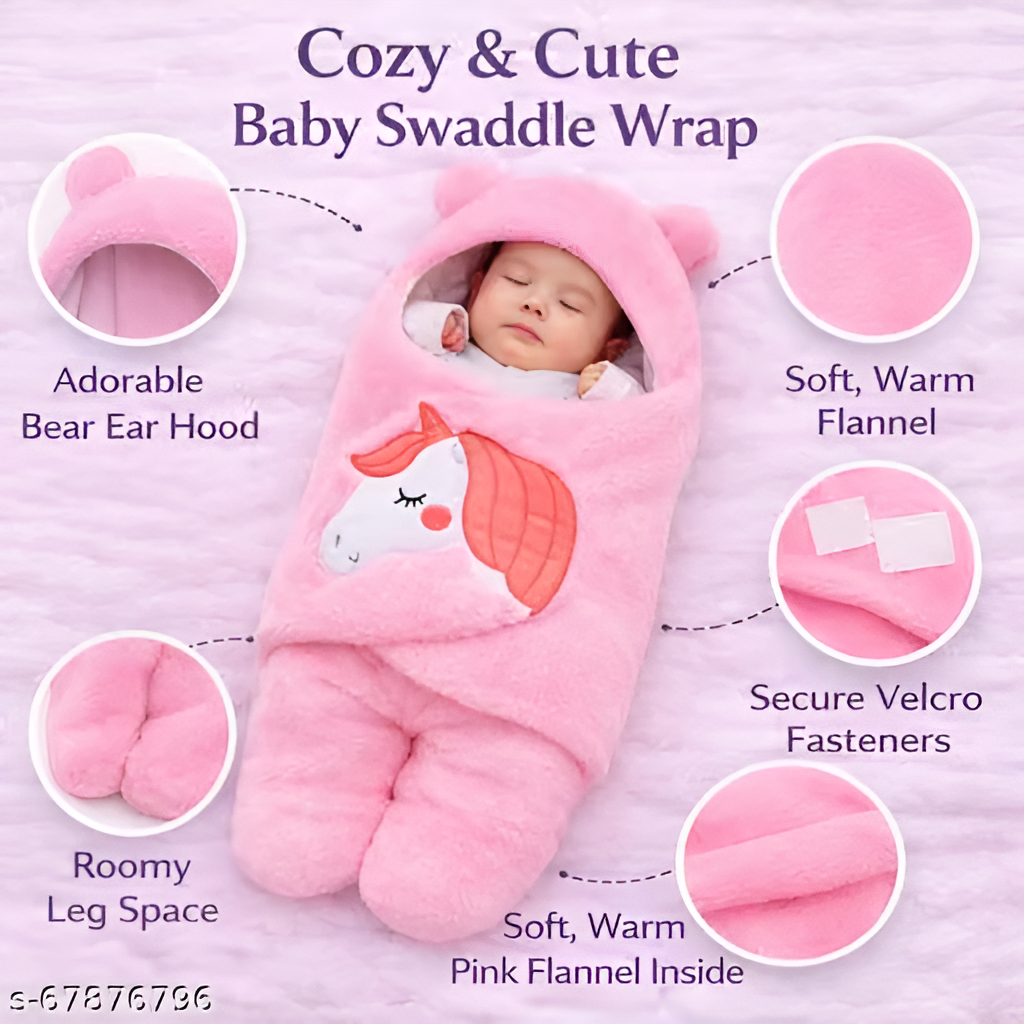 Ultra-Soft Wearable Baby Swaddle Blanket – Plush Hooded Sleeping Bag (0-12Months)