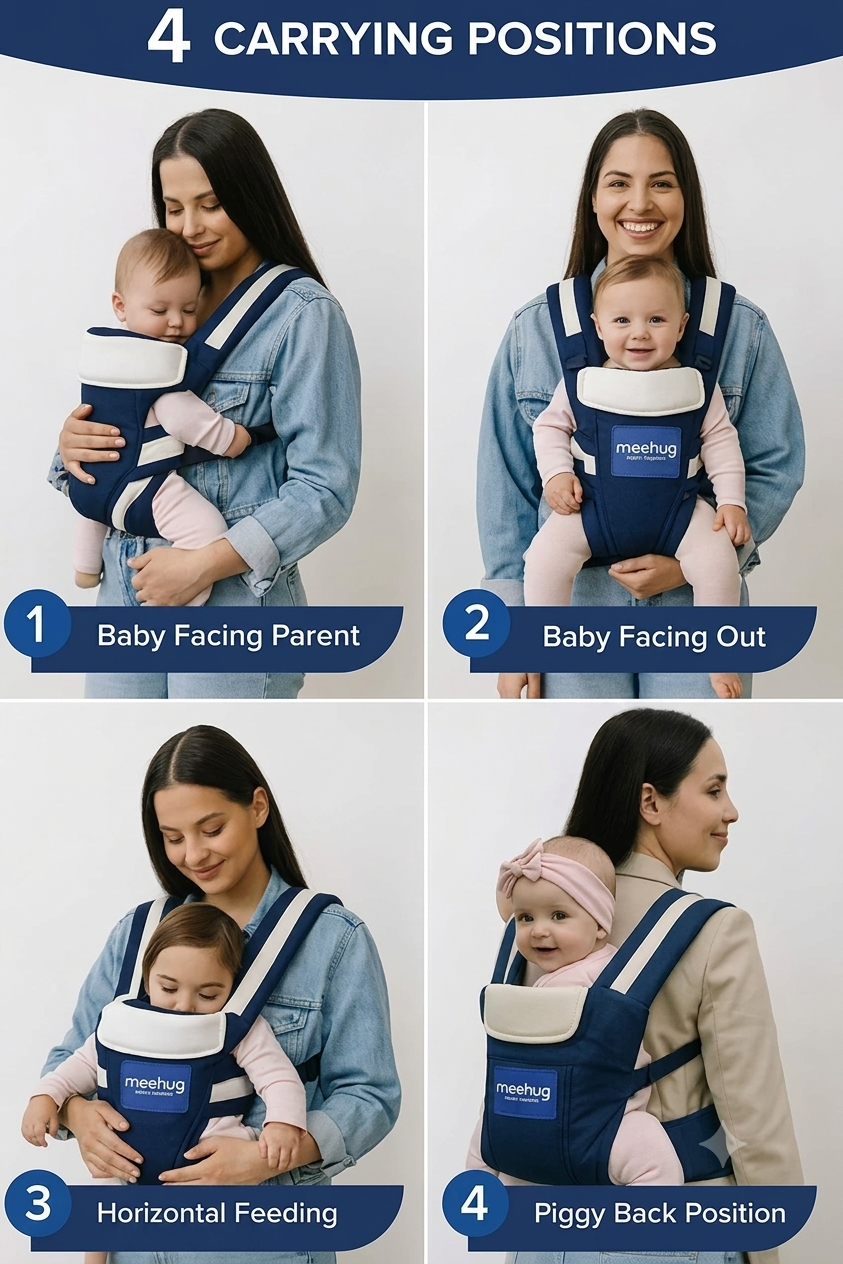 Premium 4-in-1 Ergonomic Baby Carrier – Hands-Free Comfort for Parent &amp; Baby
